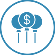 Funding Investments floating money balloons icon